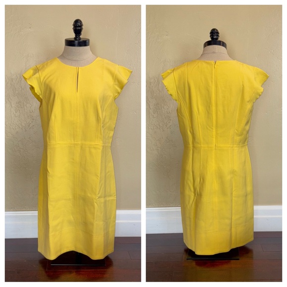 Ann Taylor Sheath Lined Dress Yellow Size 10
